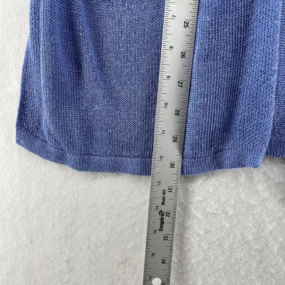 J Jill Cardigan Womens XS Petite Blue Knit Duster Sweater Linen Blend Open Front - Picture 4 of 14